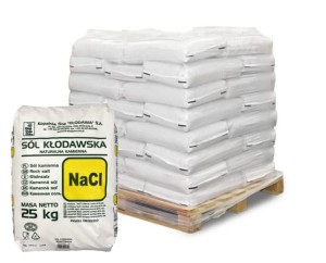 SÓL KŁODAWSKA  KAMIENNA  NATURALNA SPOŻYWCZA  "0N" -  worek 25kg,  paleta 1125 kg